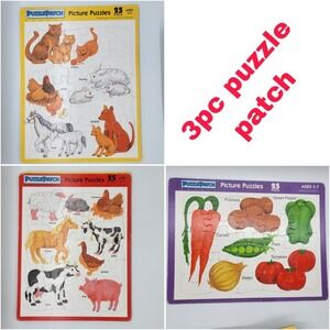 90s Puzzle Patch Picture Puzzles Frame Tray 25 Pieces Age 3-7 3pc